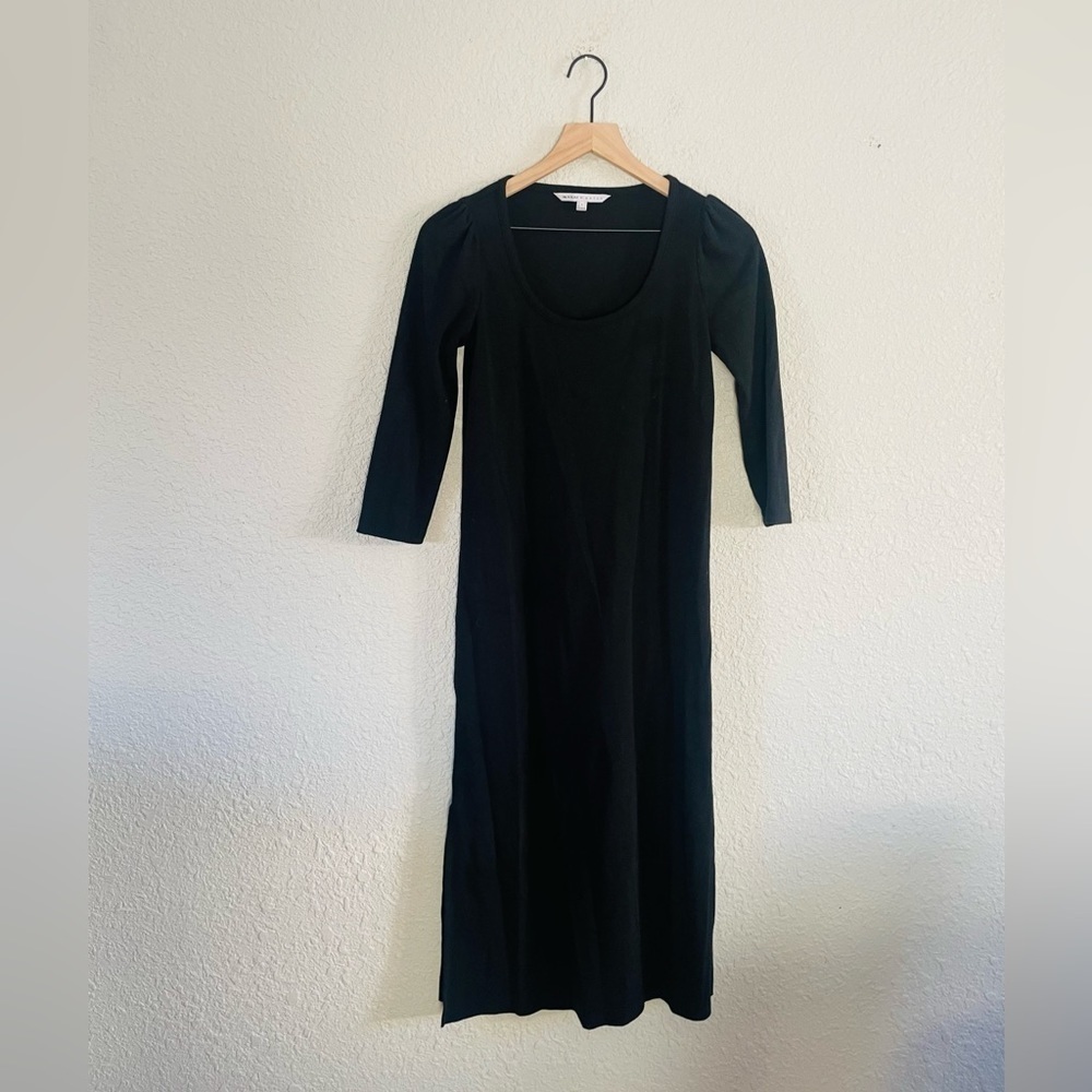 The Nines by Hatch Black Ribbed Midi Dress